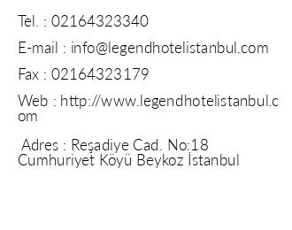 Legend Hotel Polenezky iletiim bilgileri